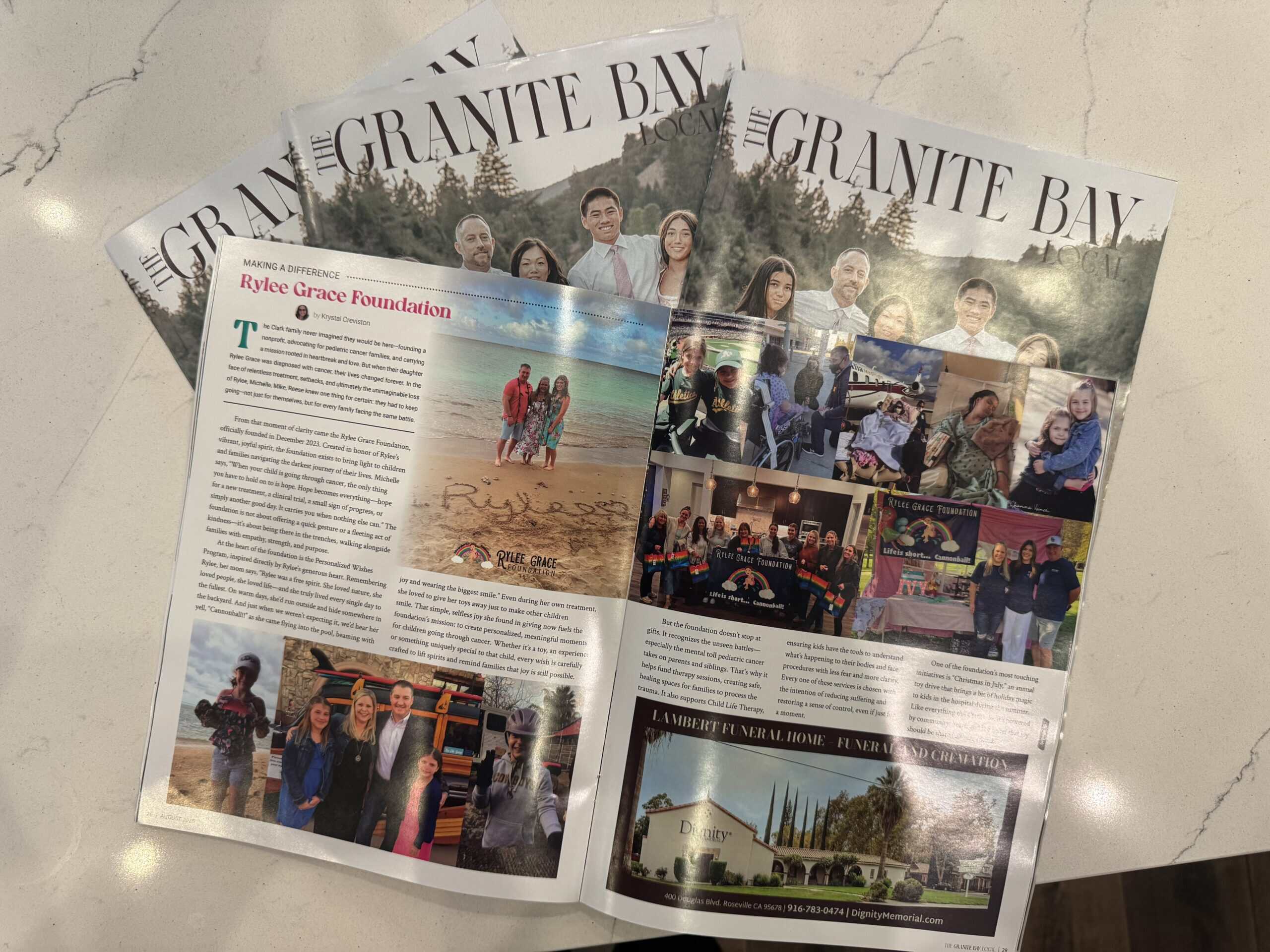 The Rylee Grace Foundation is Proudly Showcased in Granite Bay Local Magazine